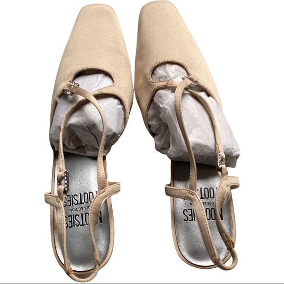 Mootsies Tootsie Gwyneth Champagne Satin Suede, Leather Sole Strappy Sandals 6.5 - Picture 7 of 9